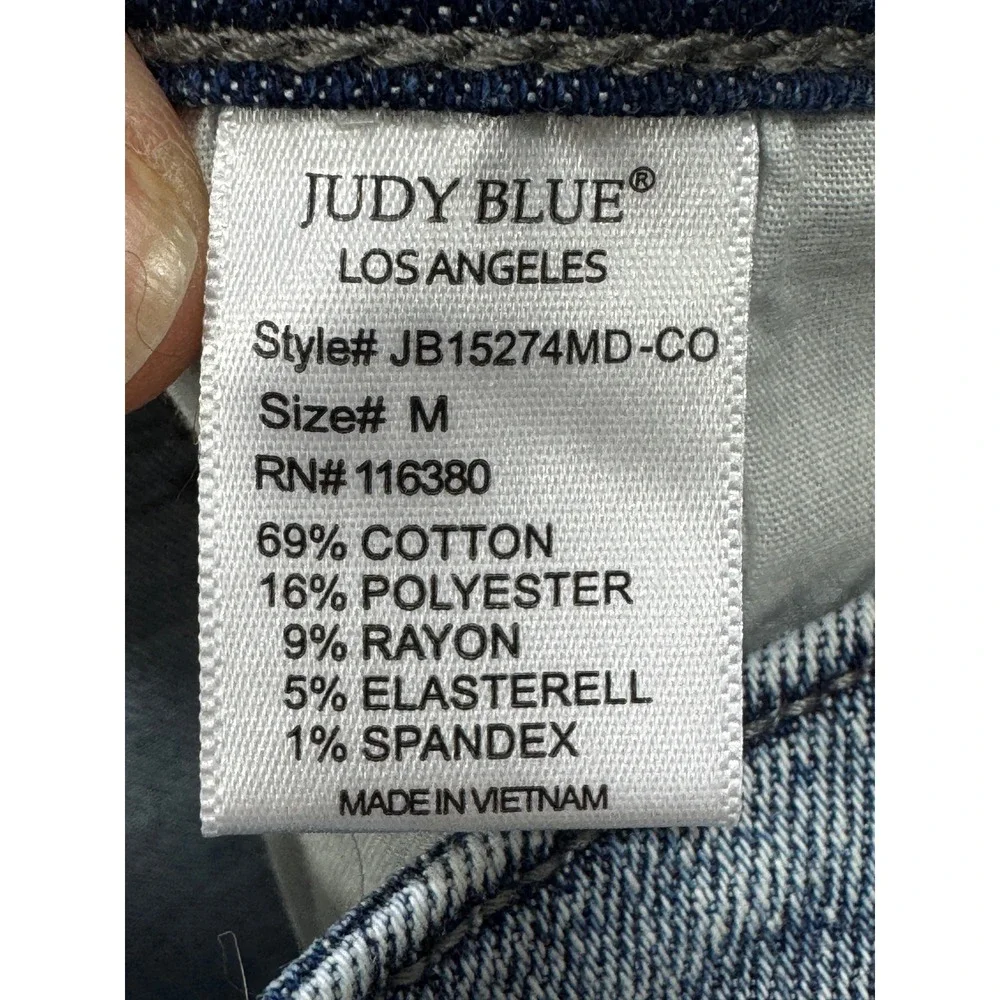 Judy Blue Womens JB15274MD-CO Raw Hem Flap Pocket Denim Shorts M Meas: 28x5.5‎